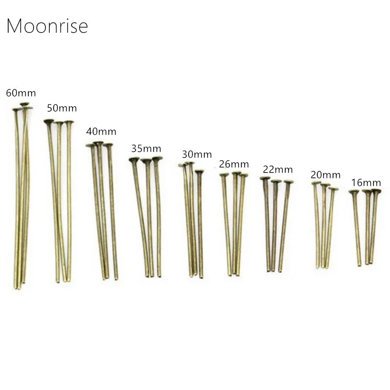 100-200Pcs 16 20 25 30 35 40 45 50mm Flat Head Pins Silver Color Metal Head Pins For Jewelry Making Findings