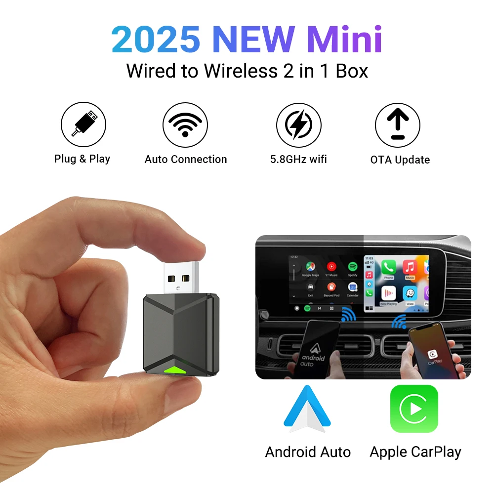 Acodo 2026 Android 14 3In1 CarPlay Ai Box Wireless Android Auto