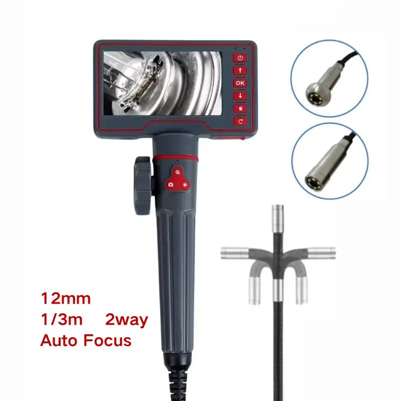 

5inch IPS Screen 1944P 12mm Auto Focus Endoscope Camera Two-way 180° Rotating Articulating Borescope For Check Car Sewer Repair