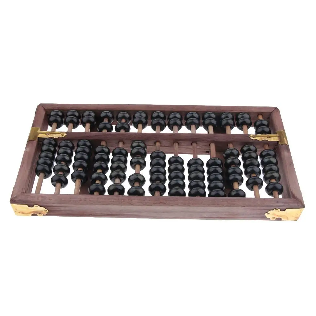 

13 Rows Vintage Chinese Wooden Bead Arithmetic Abacus with Box Classic Ancient Calculator Counting Collection Gift Kids Toy