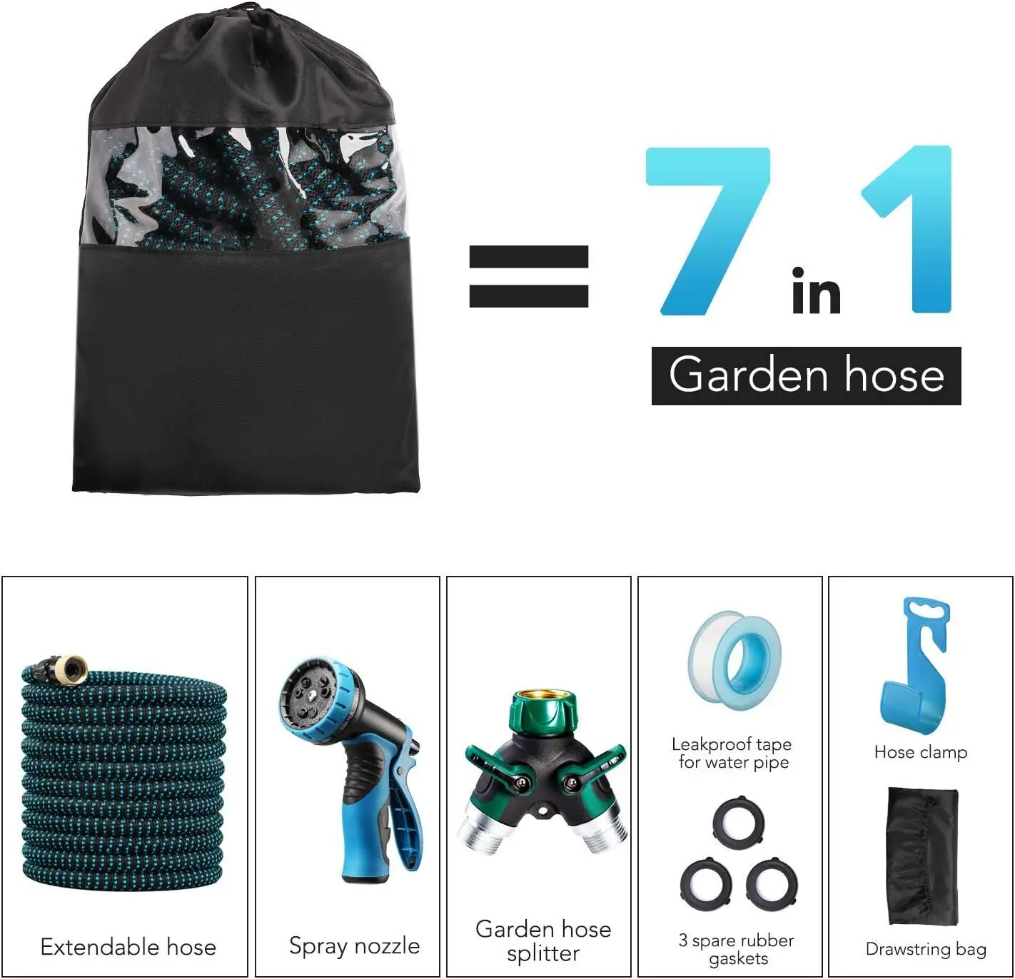 4X Stronger Deluxe Heavy Duty Expandable Flexible Garden Water Hose (50ft,75ft)