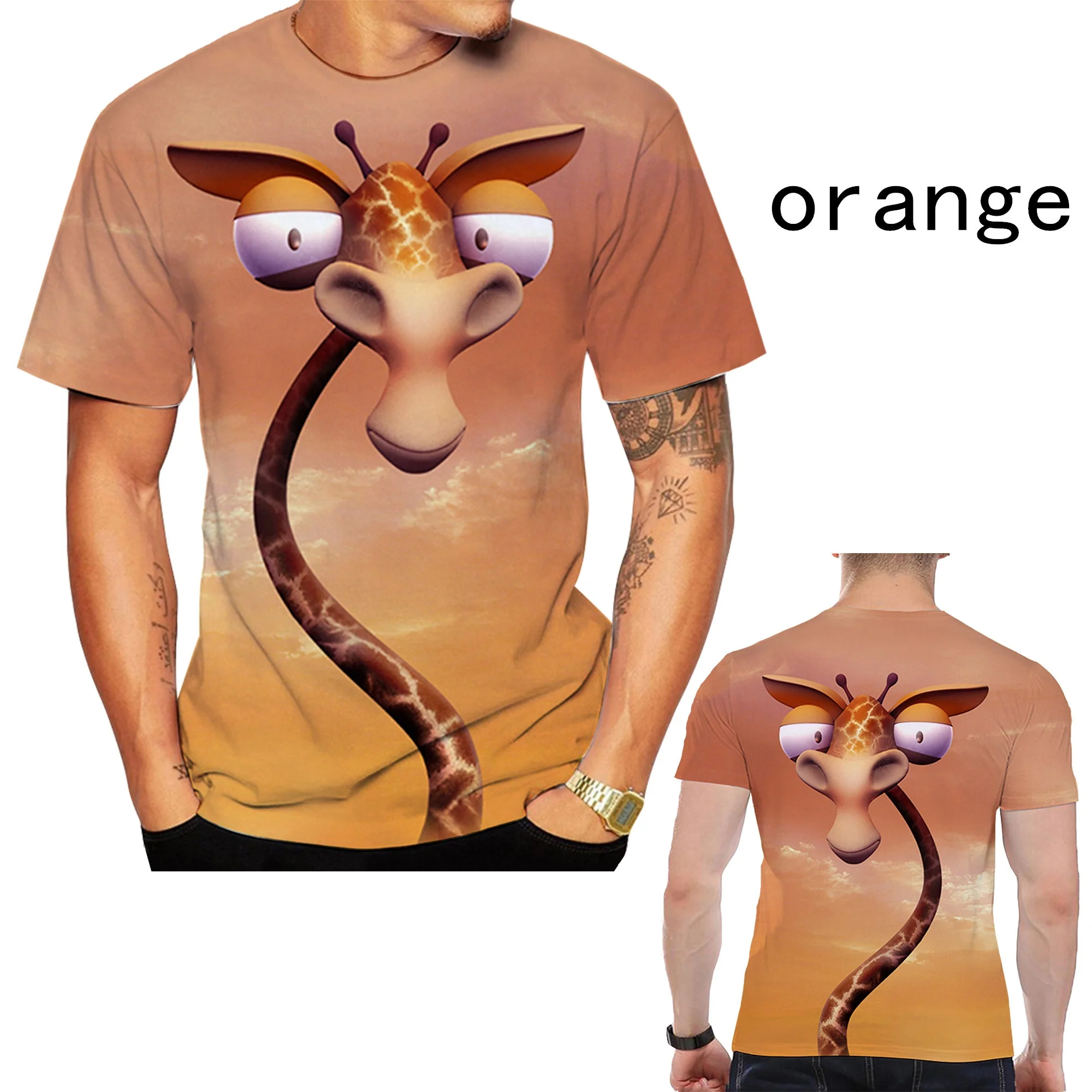 T-shirt animale giraffa stampata in 3d da uomo estiva moda Casual O colletto manica corta Street divertente divertimento sciolto top traspiranti