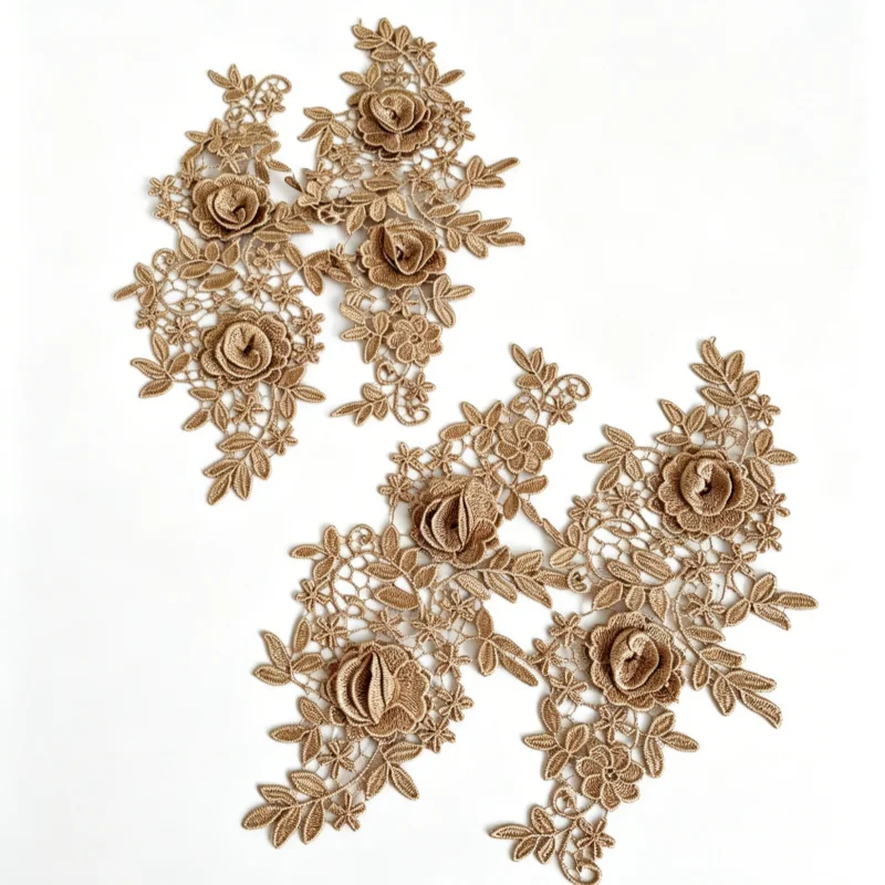 

2 Sets of Lace Embroidery Clothing Accessories for DIY - Can be Used on Clothes, Wedding Gowns, and Formal Attire