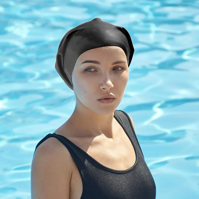 

New Large Swimming Cap with Curly Hair Braids Swimming Cap Shower Cap High Elastic Taste Waterproof Silicone Kitchen Cap