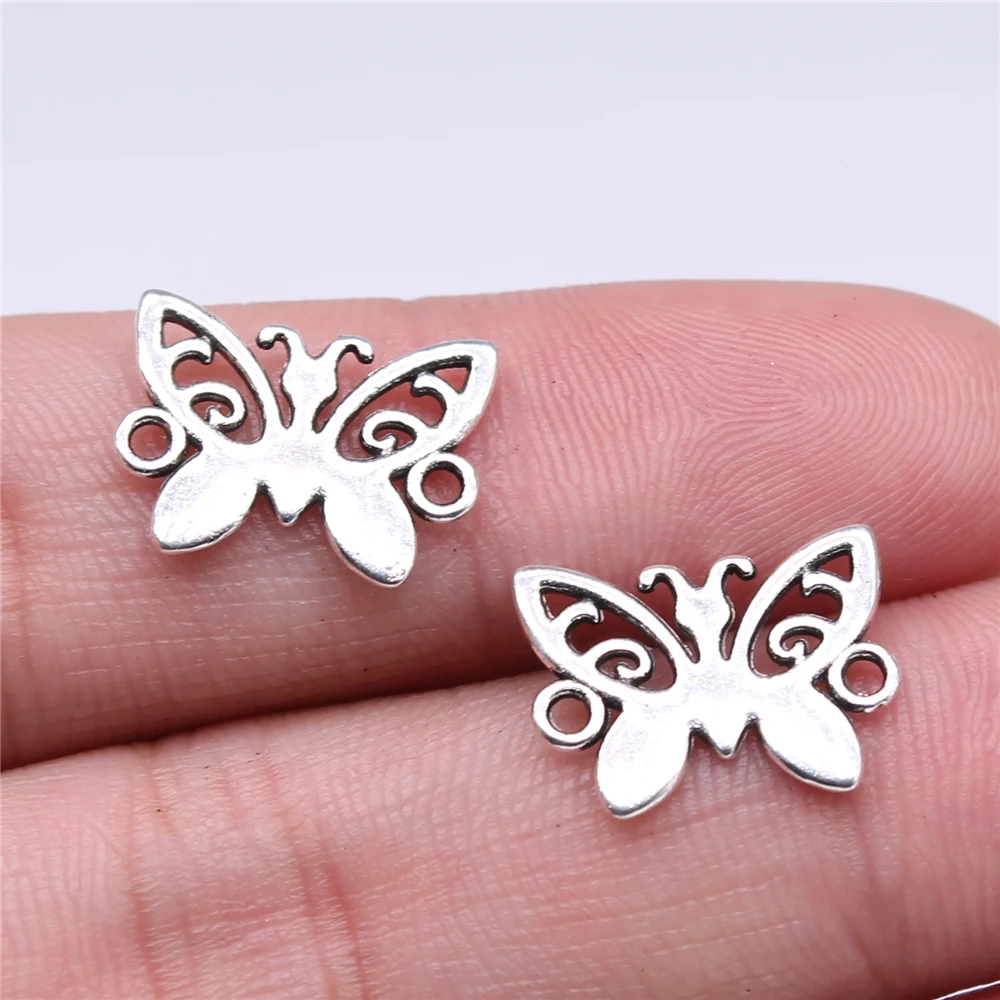 

Wholesale 300pcs/bag 15x12mm Butterfly Connector Charms Wholesale Antique Silver Color Zinc Alloy Charms Wholesale