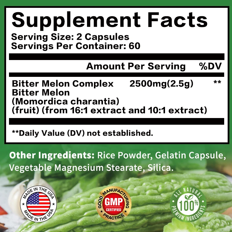 Bitter Melon Complex Capsules - For Heart, Blood Sugar And Cholesterol , Promotes Metabolic And Digestive