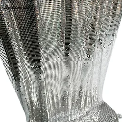 High Quality Metal Mesh Fabrics Fashion Bling Metallic Sequin Mesh Fabric for Chainmail Clothes Bags Design