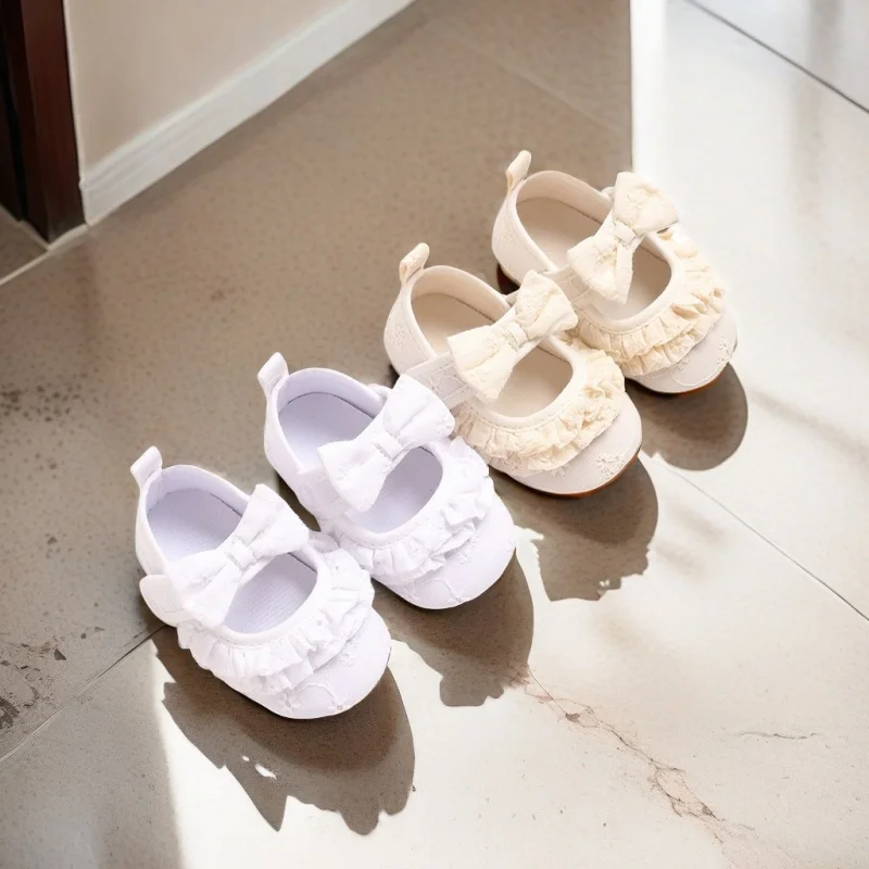 Süße Spitze 0-18m Baby Mädchen Prinzessin Schuhe Babys chuhe Bogen Baumwolle weiche und bequeme Prinzessin Schuhe die ersten Wanderschuhe