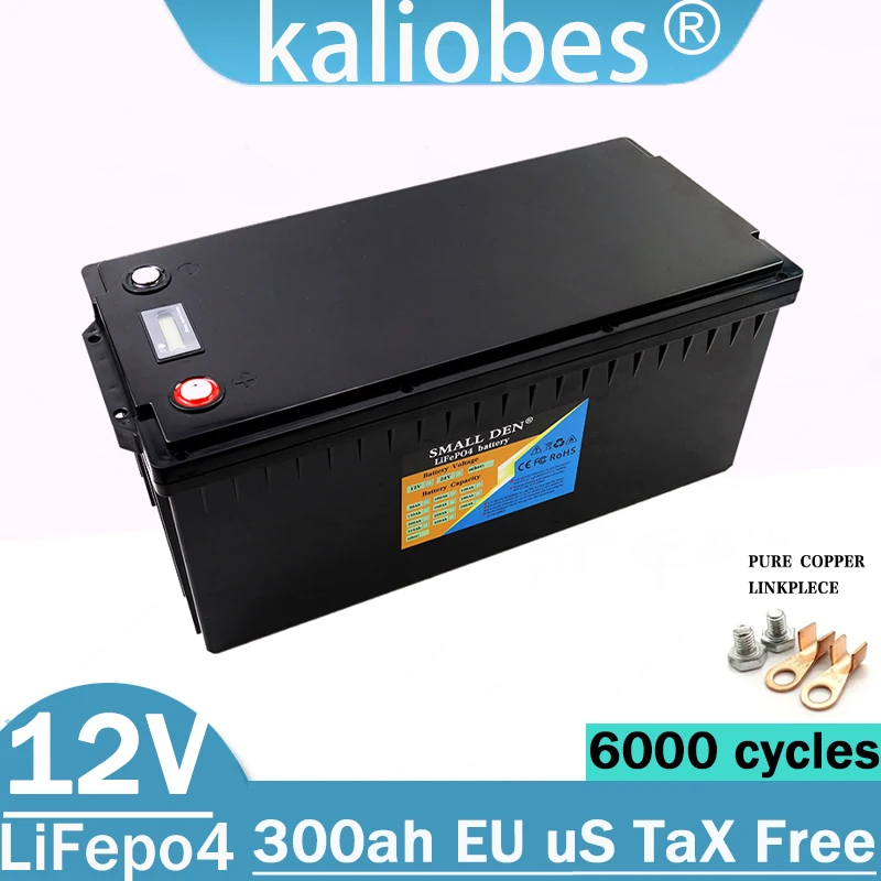 12V 300ah Lifepo4 battery pack with built-in BMS 0-1200W 12.8V suitable for electric boat starter charging battery solar energy