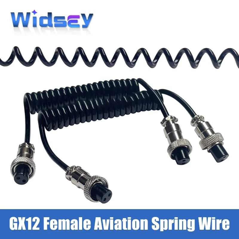 GX12 Aviation Plug Spring Wire 2/3/4/5/6/7pin Female to Female Head Telescopic Line gx12 Straighten 30/50/100cm Spiral Cable