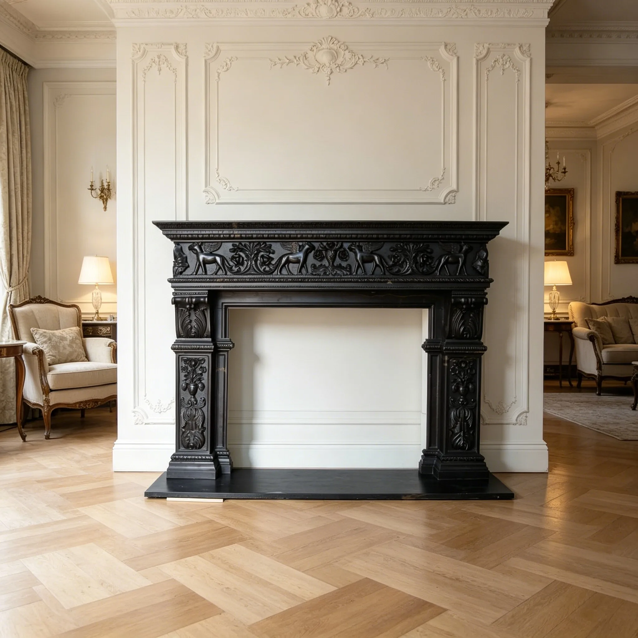 Modern Simple White Marble Fireplace Mantel, Natural Carrara Marble Fireplace Surround For Villa Living Room Decoration