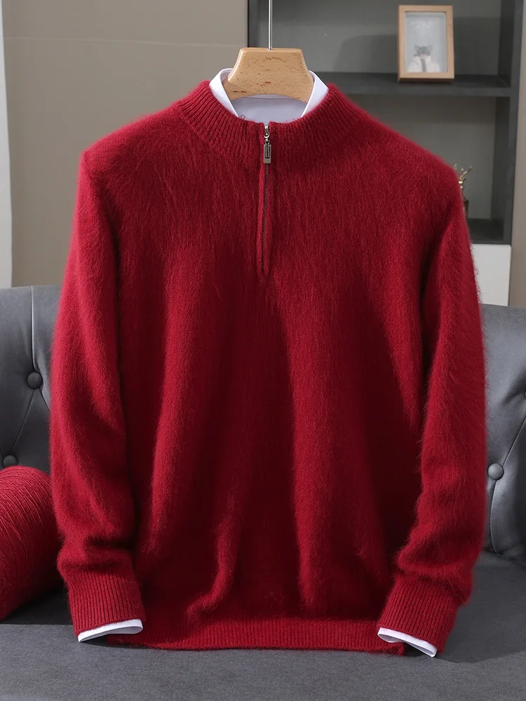 TLOML Heren 100% Nertsen Kasjmier Trui Mock Hals Halve Rits Trui Smart Casual Zachte Herfst Winter Nertsen Kasjmier Dikke Tops