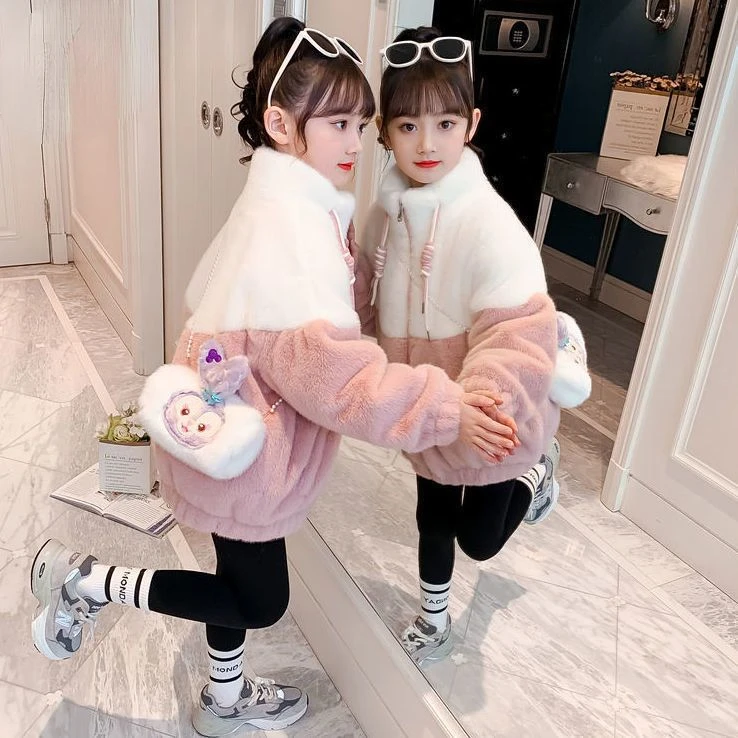 

Children Fur Coat 2-12 Years Girls Cotton-padded Jacket Winter Baby Girls Coat Kids Clothes Baby Kids Outwear Clothing V65