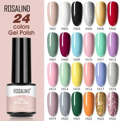 ROSALIND Shiny Nail Polish Soak Off Varnishes Primer Base Top Coat Semi Permanent Lacquer For Manicure Pure Color UV Nail Gel