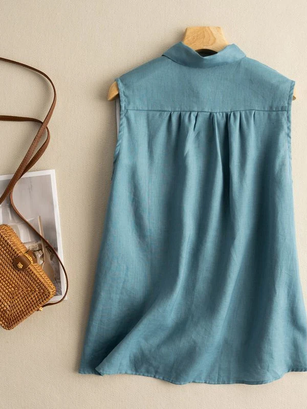 

Slimming Korean Style Commuter Loose Neck Sleeveless Shirt Women's Fashionable Versatile Top High-End Feeling
