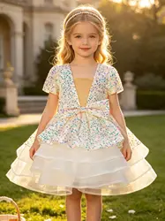 New Sequined Ball Gown Princess Girls Party Tutu Dresses Baby Kids Flower Girl Wedding Christmas Party Dress Children Clothing