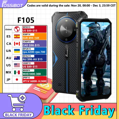 FOSSiBOT F105 Sağlam Akıllı Telefon Android 14 12 GB + 64 GB Cep Telefonu 6.745 "HD + IPS Ekran 20 MP Kamera 10300 mAh Cep telefonu
