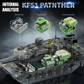 مجموعة مكعبات بناء دبابة القتال العسكرية KF-51 EMBT من الحرب العالمية الثانية، نموذج دبابة الجيش أبرامز X T-14، ألعاب مكعبات تحكم عن بعد للأطفال، هدايا 8 best sales دبابة ليغو تعمل بالتحكم عن بعد - №6