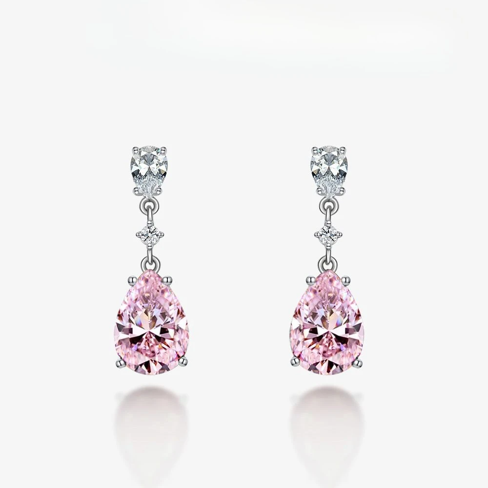 New S925 Silver Green Dynamic Earrings Long 6-Carat Water Drop 10 * 14 Luxury Earrings Earrings, Earrings, Wedding Jewelry