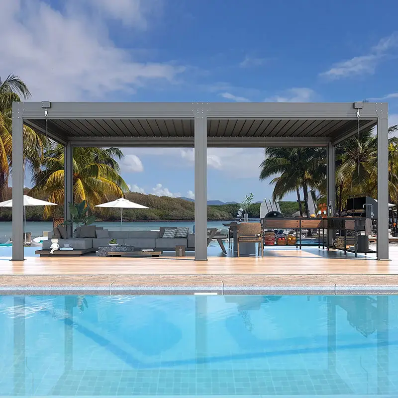 Personalized Customization Powder Coating Pavilion Outdoor Entertainment Party Pergola Adjustable Blinds Rainproof Gazebo