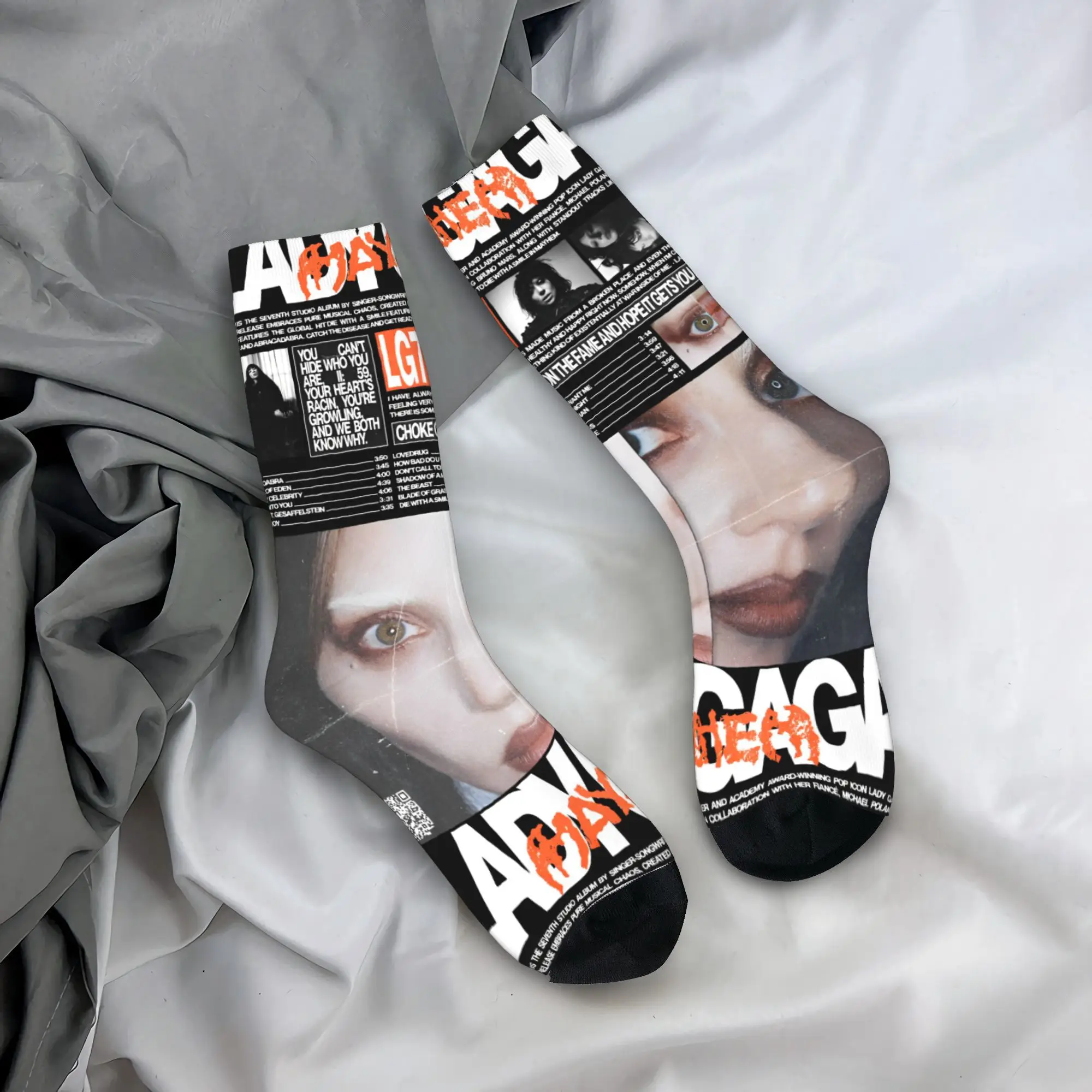 

Lady Socks Gaga The Mayhem Ball Tour 2025 Anti Bacterial Stockings Women Men Warm Soft Running Socks Spring Novelty Printed Sock