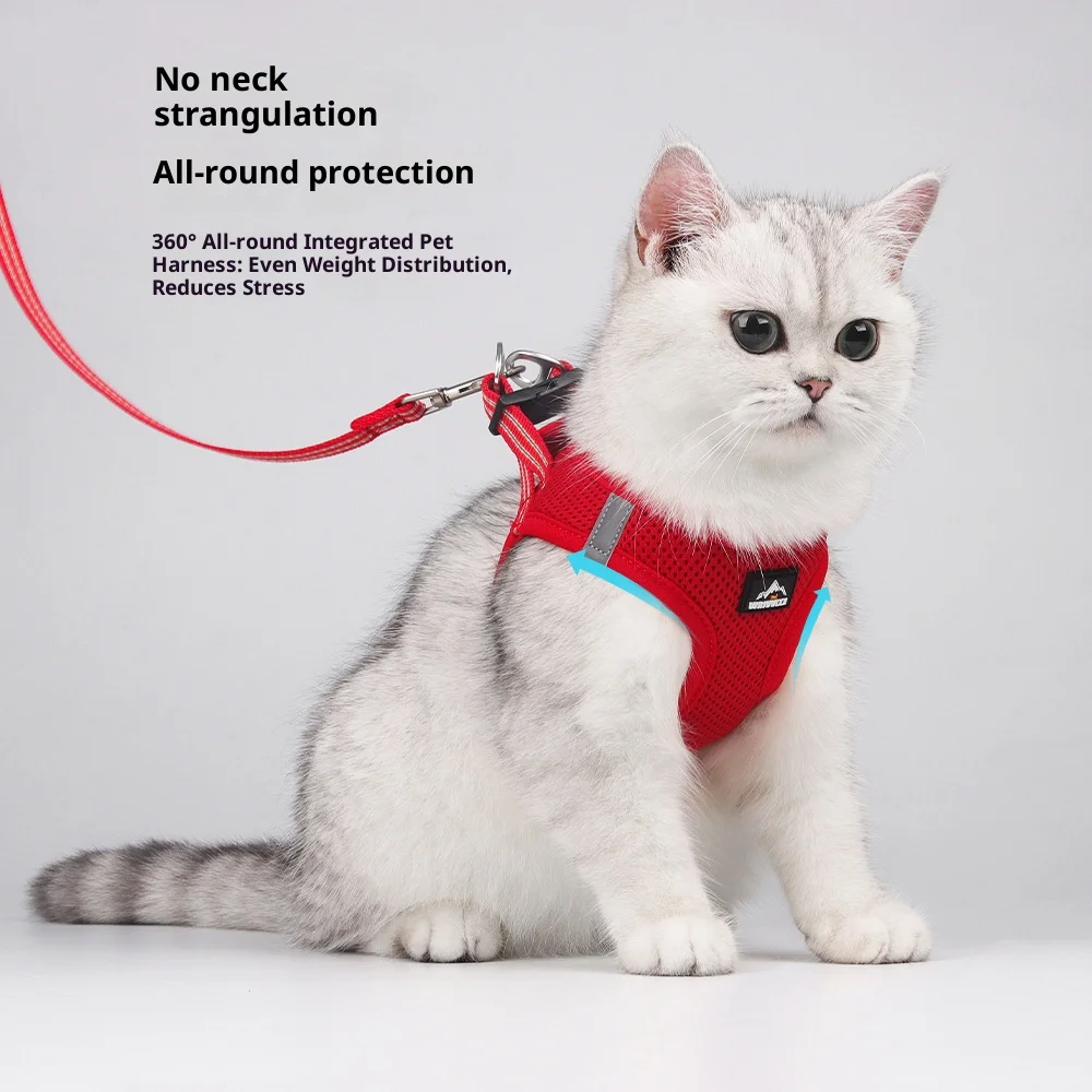 

Cat Dog Harness with Lead Leash Adjustable Vest Polyester Mesh Breathable Harnesses Reflective sti for Small Dog Cat accessories
