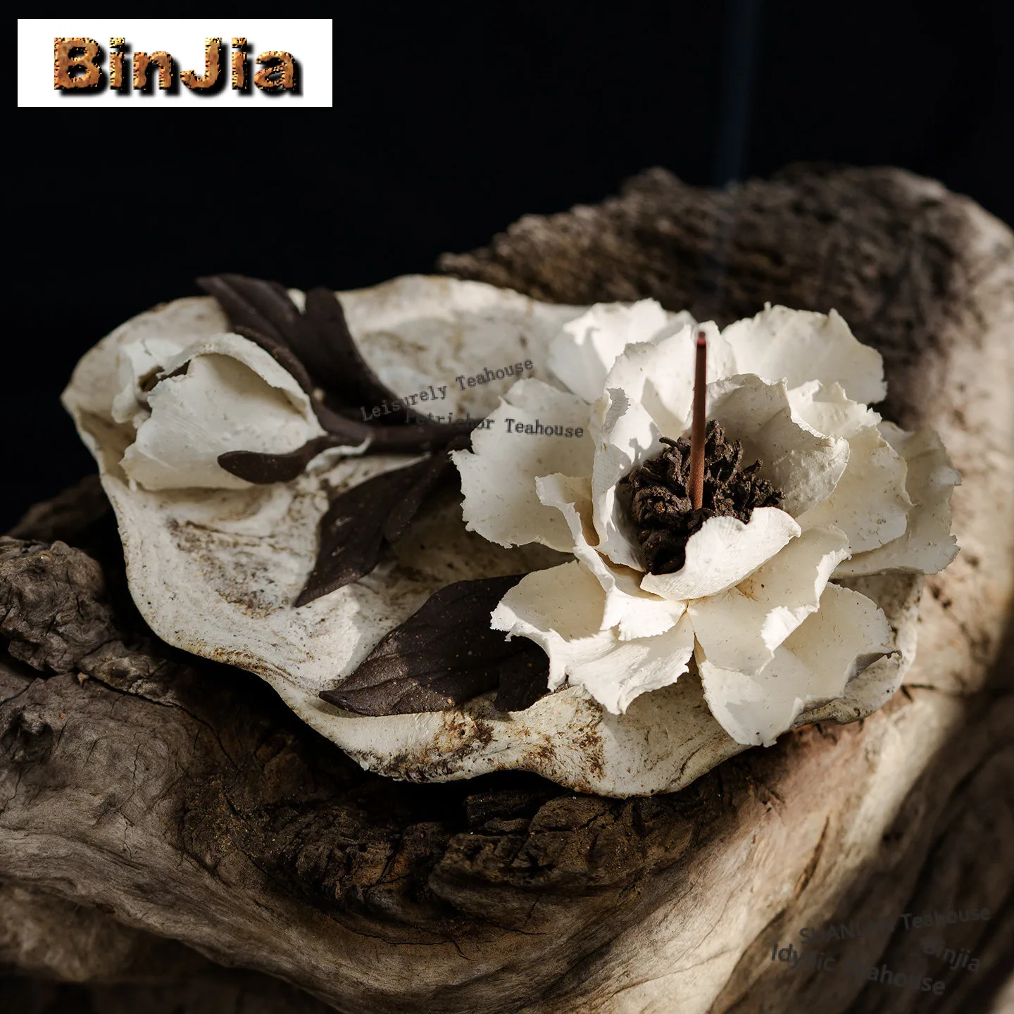 Handcrafted Peony Flower Incense Holder Ceramic Incense Waterfall Incense Burners Consecrate Censer Cafes Decoration Gifts