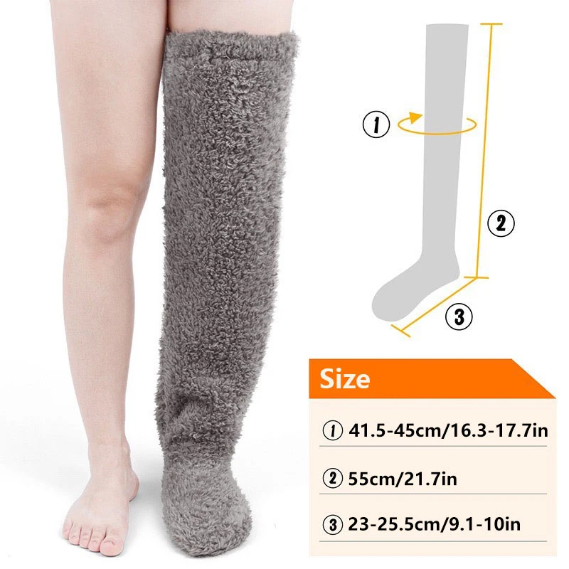 Caldi soffici calzini alti alla coscia gambe di orsacchiotto coccole zampe lunghe leggings sfocati sopra le pantofole al ginocchio calze pelose regalo di Natale inverno