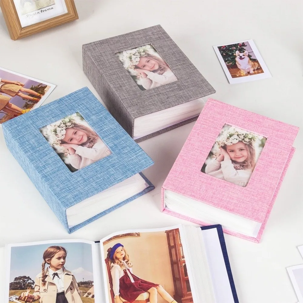 6 Inch 100 Pockets Photo Album Laminated Large Capacity Scrapbook Album Insert Pocket Cloth Cover Slip-in Picture Albums