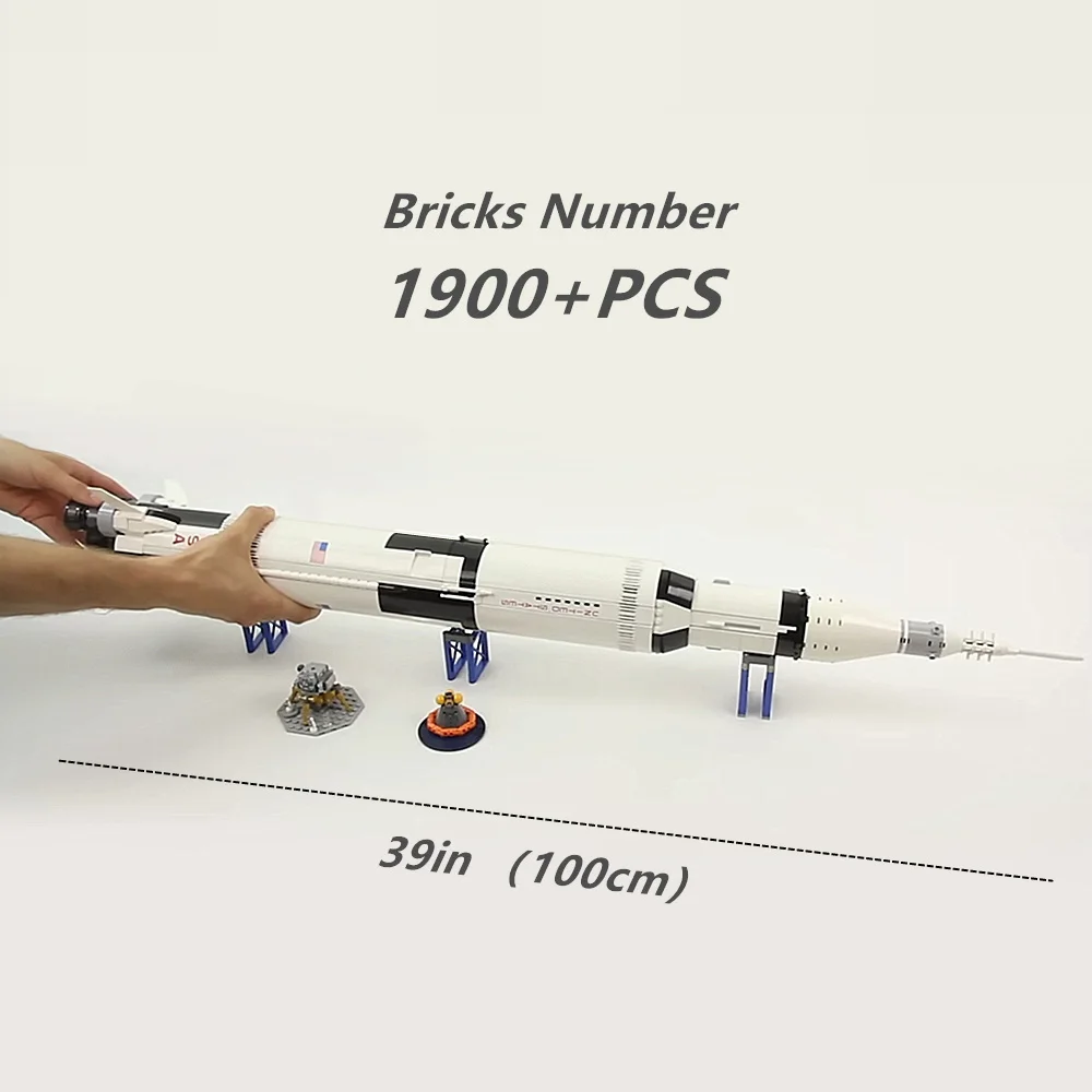 Bloques de construcción de lanzamiento espacial para niños, cohete Saturn V para armar juguete de ladrillos, ideal para regalo, EE. UU., NASAS,