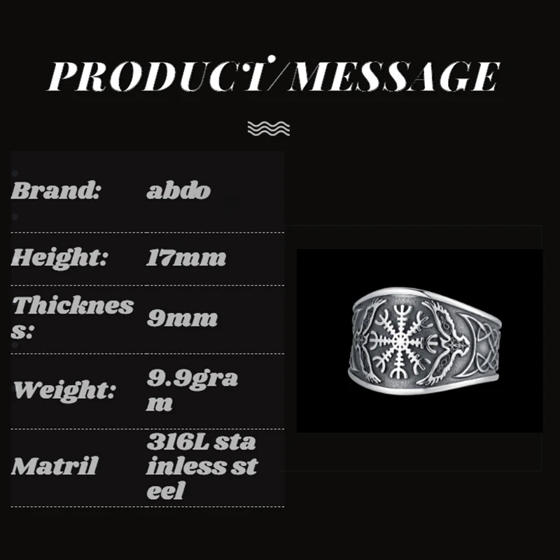 Compass Nordic viking odin symbol Raven Rune Vegvisir 316L Stainless steel Ring With Valknut Boyfriend Gift For Man V191