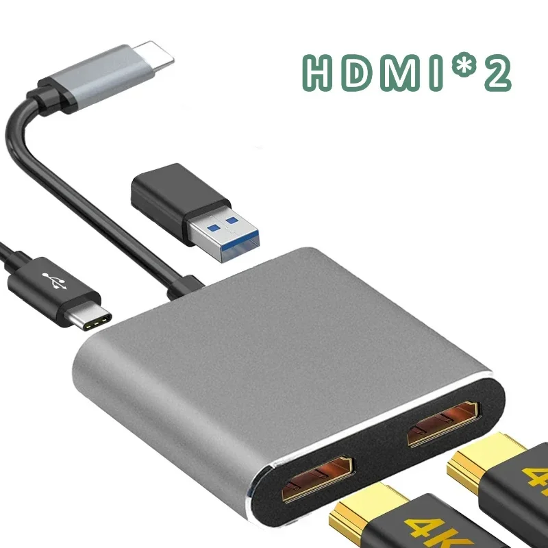 PD Charge For  Laptop Extend Dual Screen Display Cellphone USB C Hubs Docking Station Type C to Dual hdtv 4K HDTV USB3.0