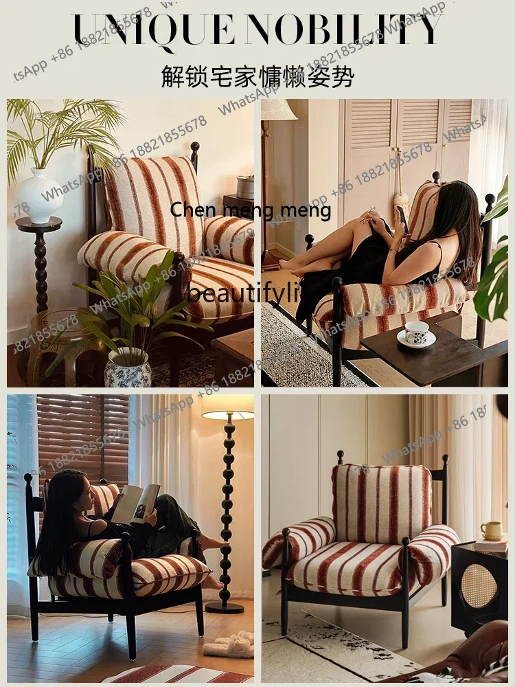 

Leisure sofa chair Solid wood high backrest Household French antique light luxury single chair