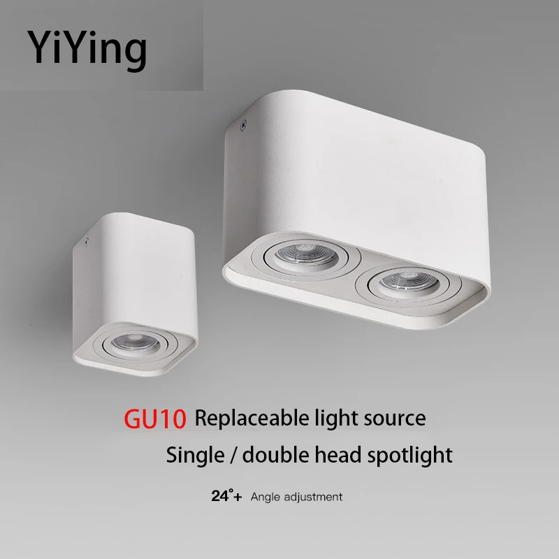 yiying led holofotes superficie montado pontos de teto angulo ajustavel downlights interior gu10 lampada ac85265v iluminacao para casa 01