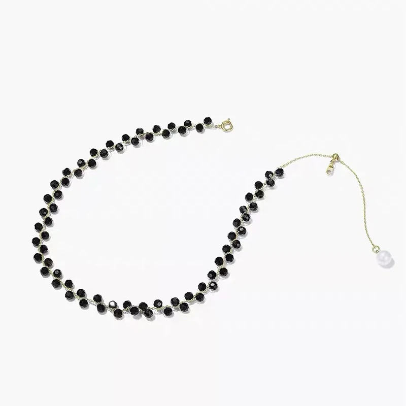 2022 Korea New Design Fashion Jewelry Black Crystal Braided Short Necklace Sexy Women Clavicle Necklace Accessories