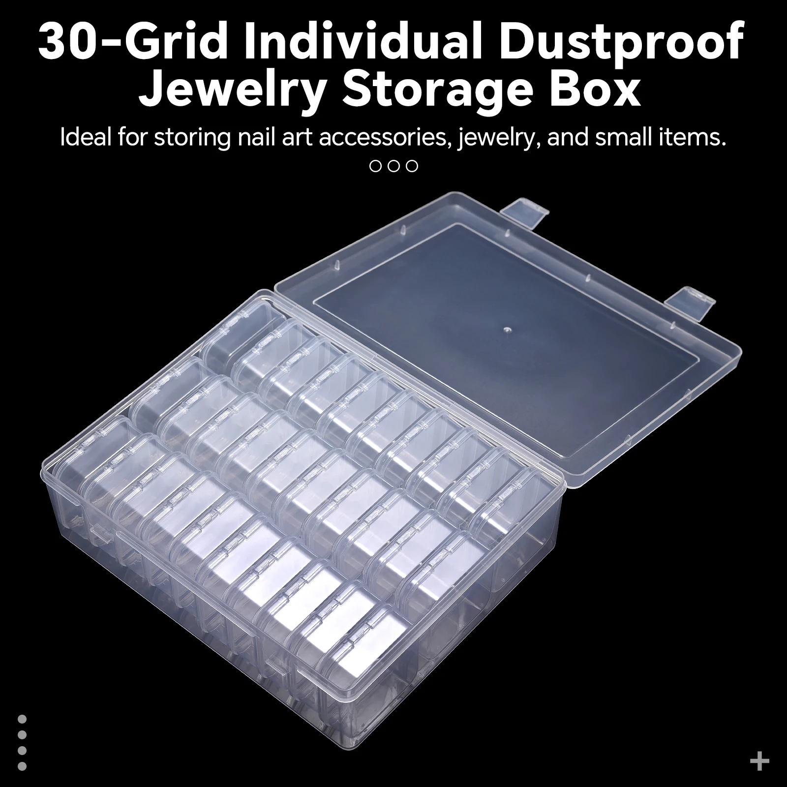 

14/20/30/45-сетчатая пластиковая коробка для хранения, прозрачный контейнер, коробка для хранения дизайна ногтей, индивидуальные пылезащитные коробки для хранения ювелирных изделий