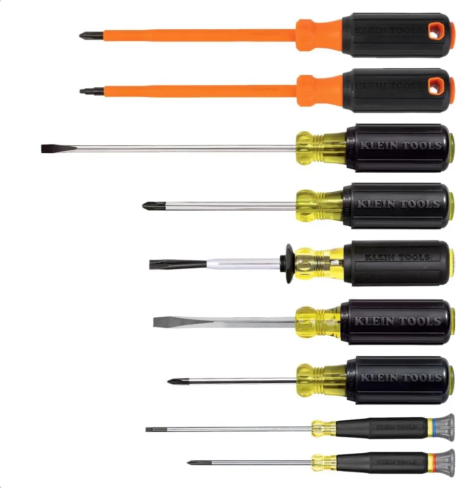 

9-Piece Electrician Tool Set with Phillips, Slotted, Screw-Holding & Insulated Drivers - Cushion-Grip Handle