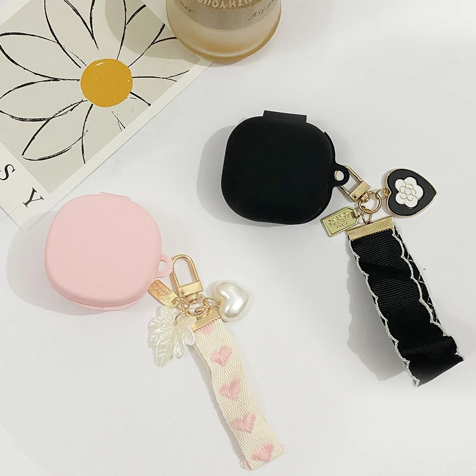 For Anker Soundcore R50i / P20i Case Fashion Flower Canvas Keychain Pendant Silicone Protector Earphone Cover for Soundcore P20i