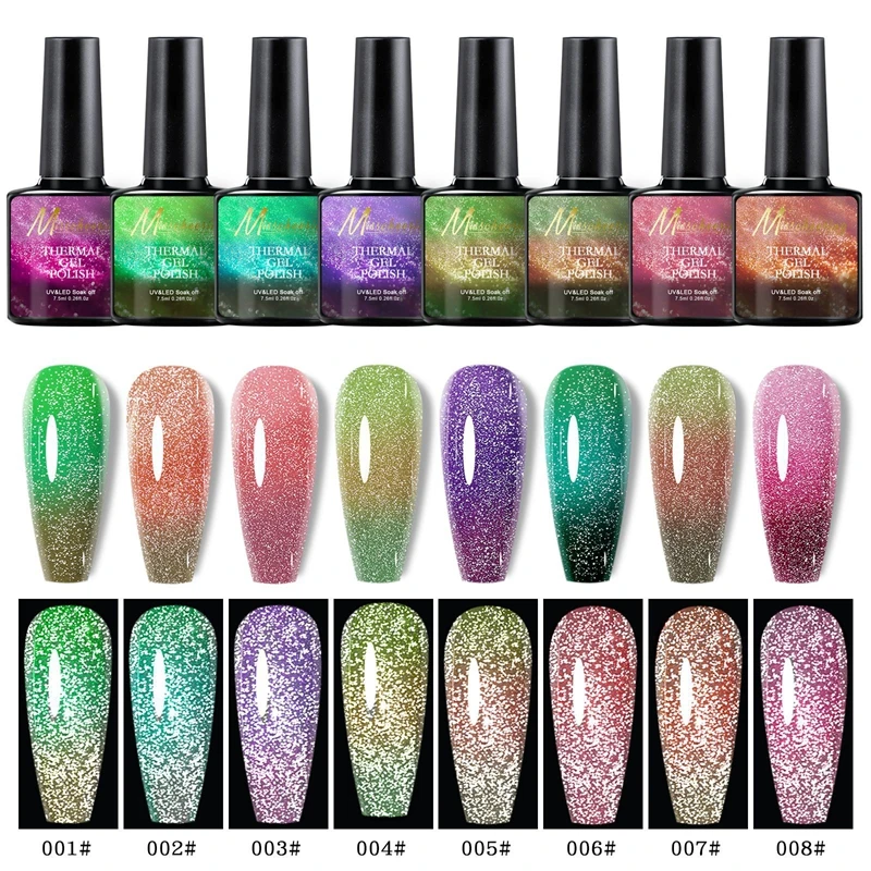 Esmalte de uñas de Gel térmico brillante, 3 capas de temperatura, cambio de Color, barniz semipermanente, herramientas de Gel para decoración de uñas Uv