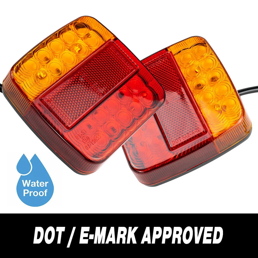 

2pcs Led Trailer Tail Light Dc 12v Waterproof Shockproof 20led Rv Atv Stop Indicator Truck Lamp Turn Signal ABS