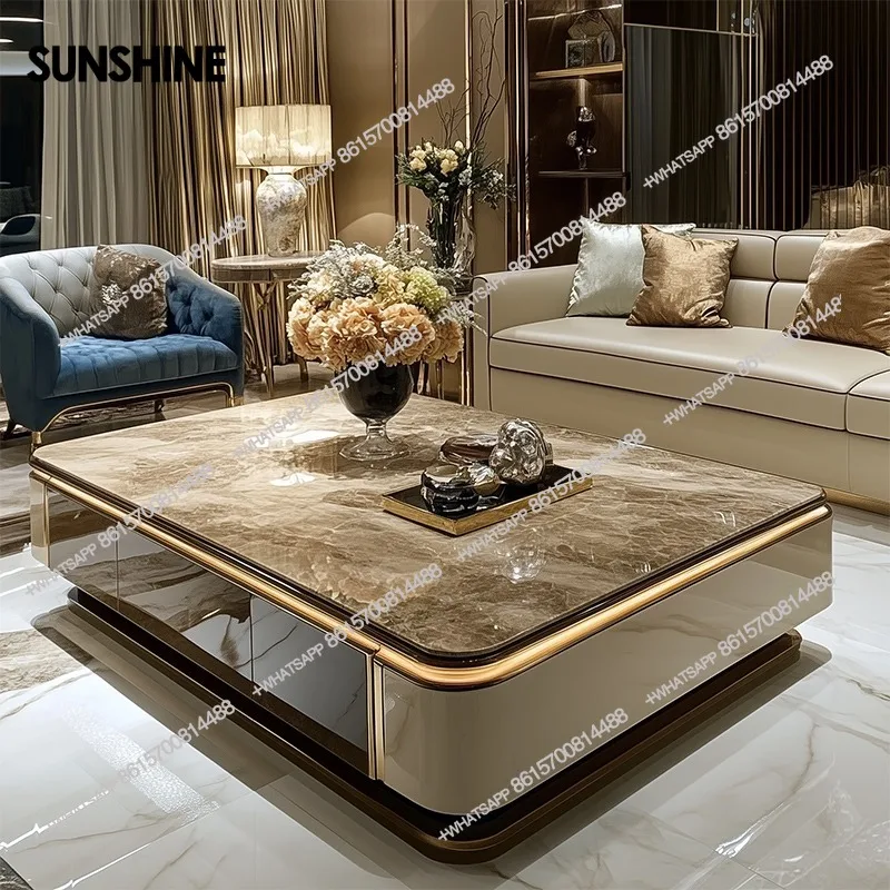 

Classic Italian Coffee Tables Brown High Quality Designer Living Room Coffee Tables Modern Luxury Mesa De Centro Furniture Home
