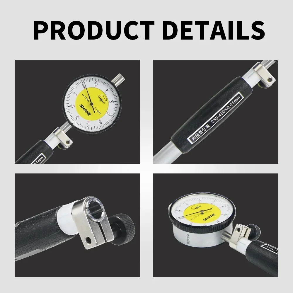 SHAHE 250-450mm 0.01mm Dial Bore Gauge Center Ring Dial Indicator Inside Diameter Scale Cylinder Volume Meter Measuring Tools