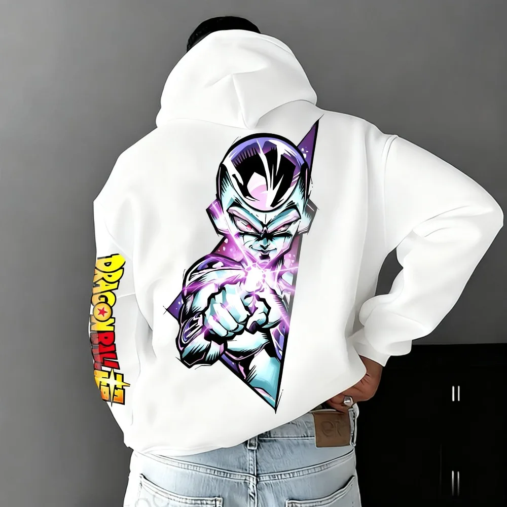 Dragon Ball Frisa Suéter de tamanho grande casal americano com capuz outono inverno masculino e feminino jaqueta solta versátil para pais e filhos