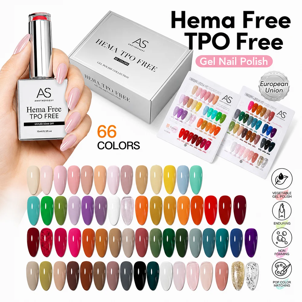 AS Tpo Free Hema Free Nail Gel Polish Not Set 15ml Pink Colors UV LED Varnish Match European Standards Nail Vernis for Salon