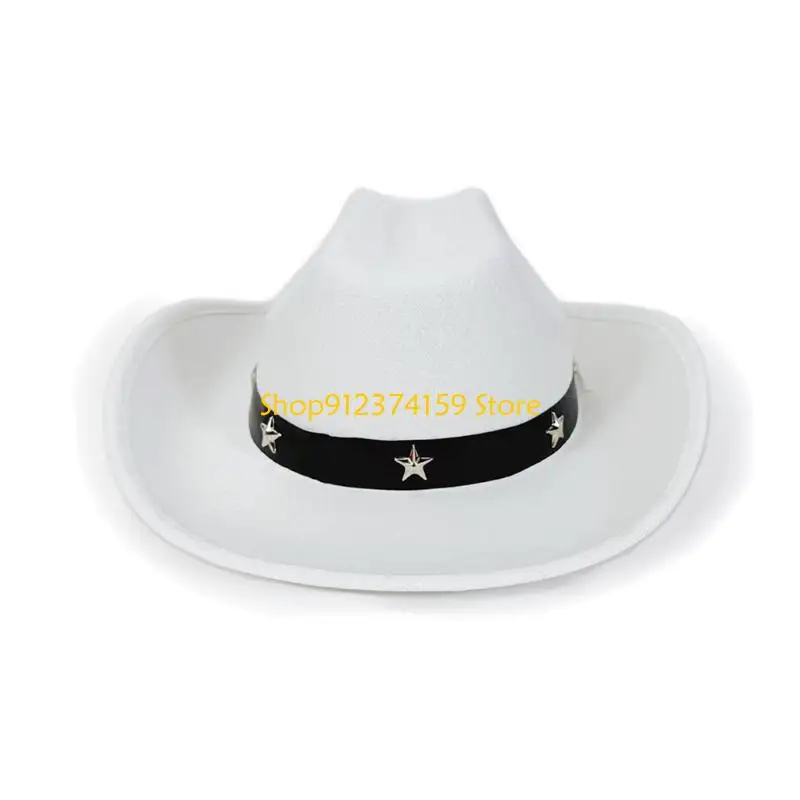 

G5AE Kids Western Cowboy Hats With Star Studs Adjustable Strap For Ages 3-12 Outdoor And Party Wear