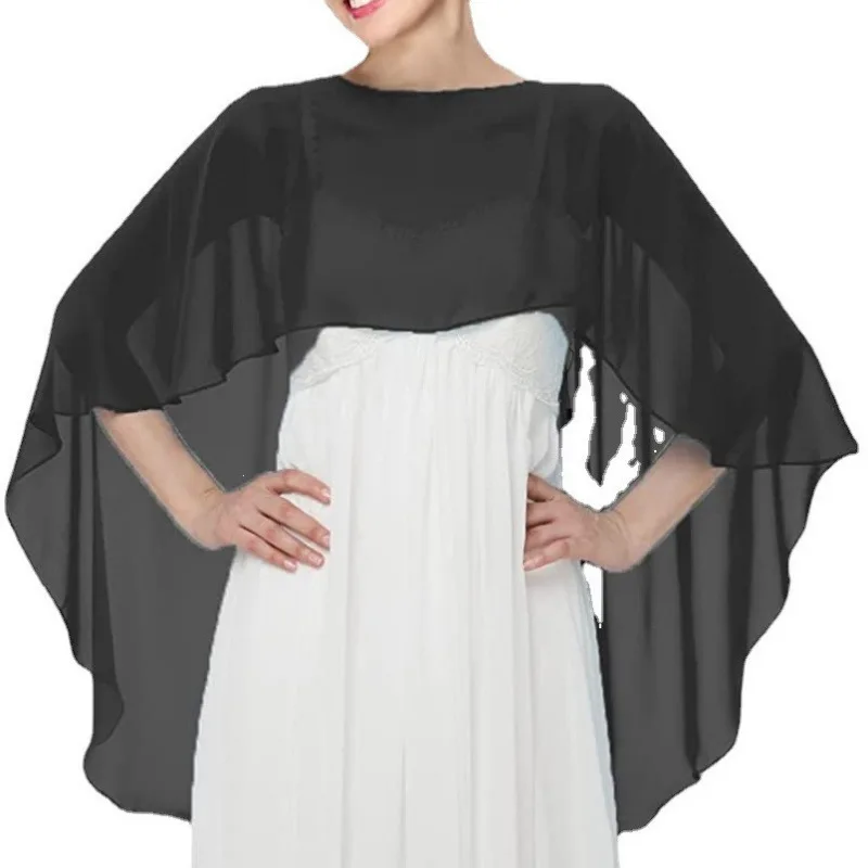 

ww27 evening dress shawl pullover cape thin chiffon scarf summer solid color sun protection breathable long shawl