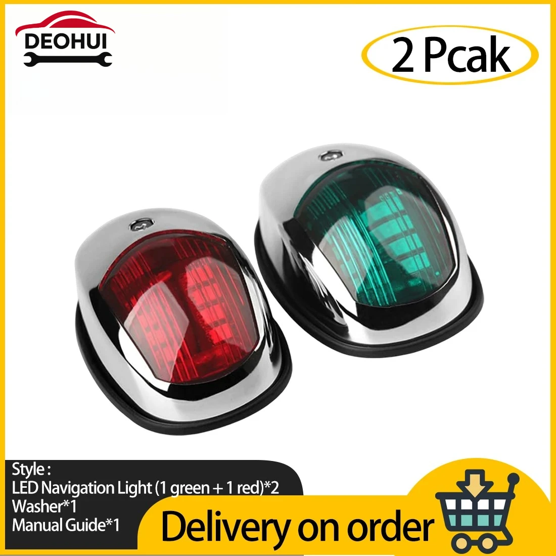 

CSDOH Yacht Navigation Light Waterproof LED Marine Sounding Light Navigation Light Red and Green Marine 12V 24V 2 PCS