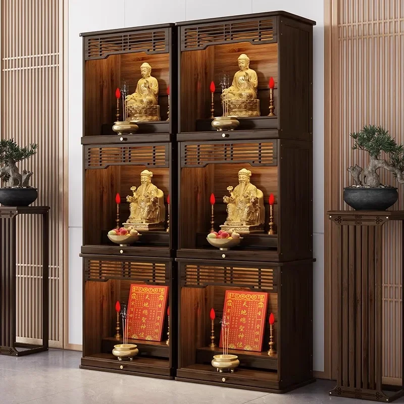 Buddhist shrine New Chinese vertical cabinet Wall-mounted Guanyin statue God of Wealth cabinet Shrine cabinet Shrine cabine