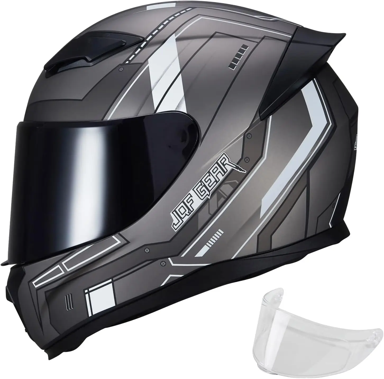 

Full Face Helmet Black Motorcycle Motorbike Street Bike Racing Helmets for Adults WS-607 DOT Approved (Gray Mecha L)