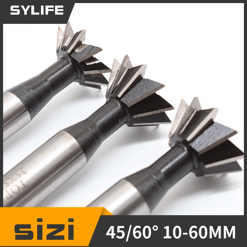 Dovetail Milling Cutter 45 60 Degrees CNC Router Bit Straight Shank HSS End Mill
